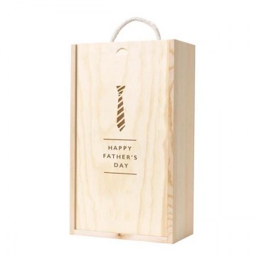 2 Bottle Wooden Box Happy Fathers Day